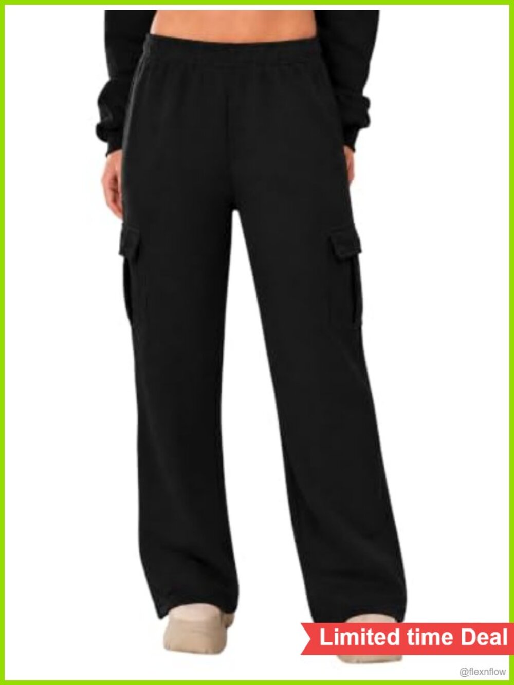 Micoson Womens Wide Leg Fleece Cargo Sweatpants High Waist Drawstring